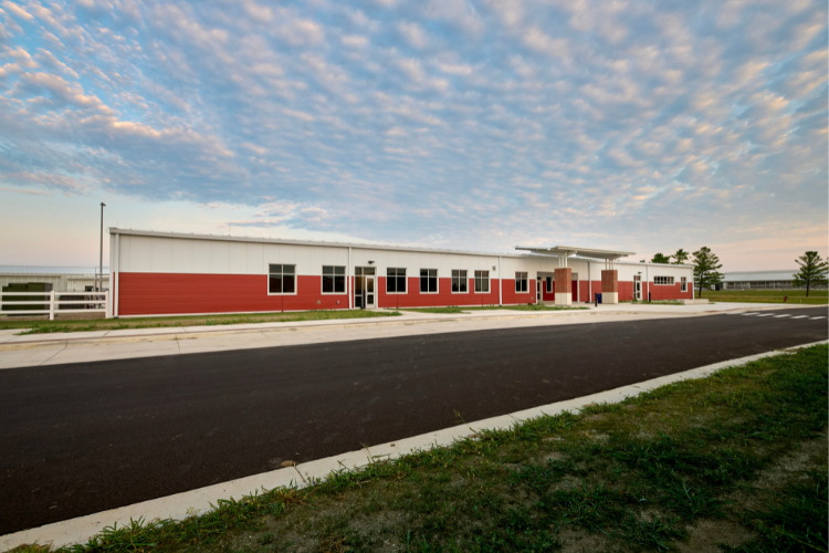 The exterior of the MSU Dairy Cattle Teaching and Research Center.